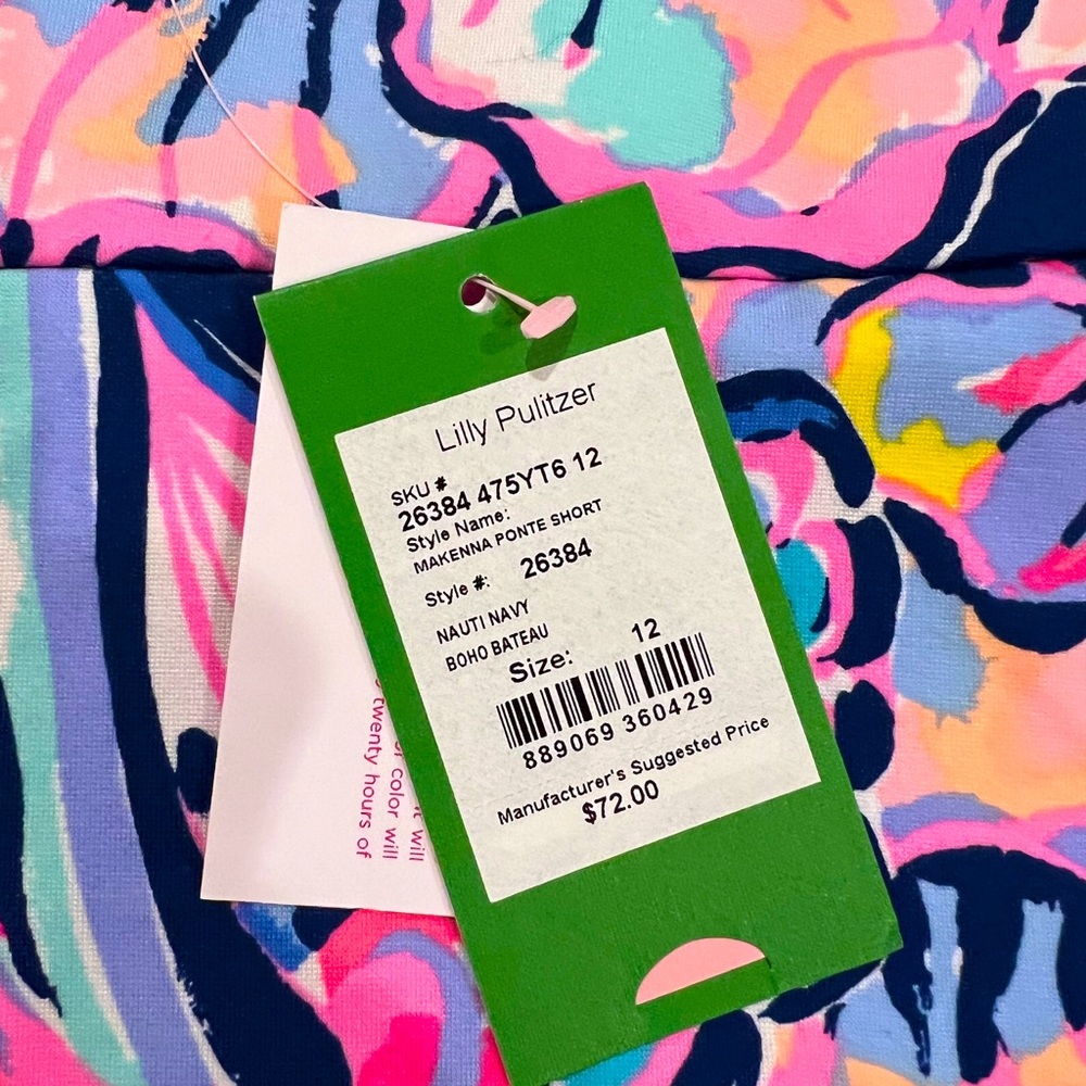 Lilly Pulitzer. Makenna ponte shorts. Boho Bateau.  Sz 12.  NWT.